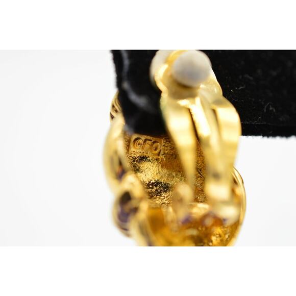 Fernando Originals Vintage Clip On Earrings Gold Puffy Chunky Signed NOS 80s 9G - Picture 8 of 8